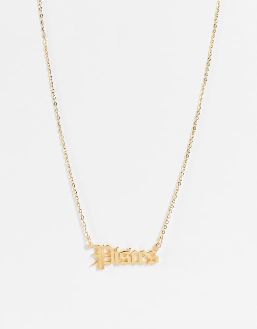 DesignB London - Collana in acciaio inossidabile color oro con segno zodiacale dei pesci 
