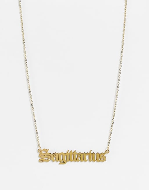 DesignB London - Collana in acciaio inossidabile color oro con segno zodiacale del sagittario 