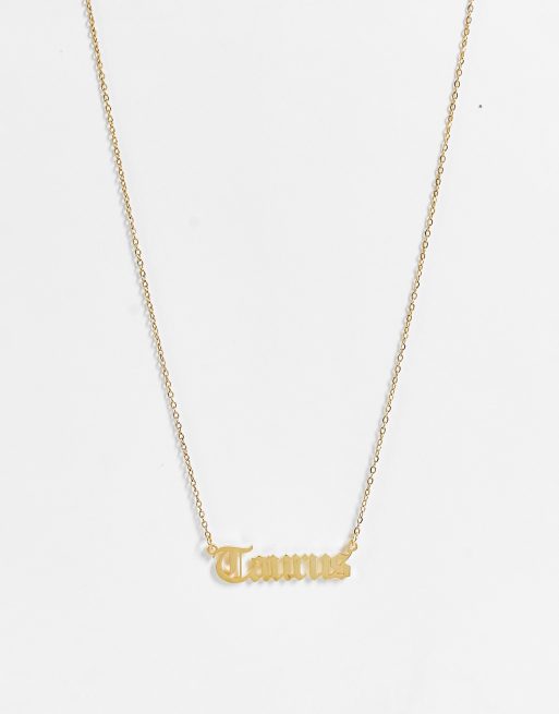 DesignB London - Collana in acciaio inossidabile color oro con segno zodiacale del toro 