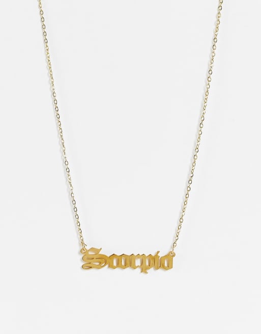 DesignB London - Collana in acciaio inossidabile color oro con segno zodiacale dello scorpione 