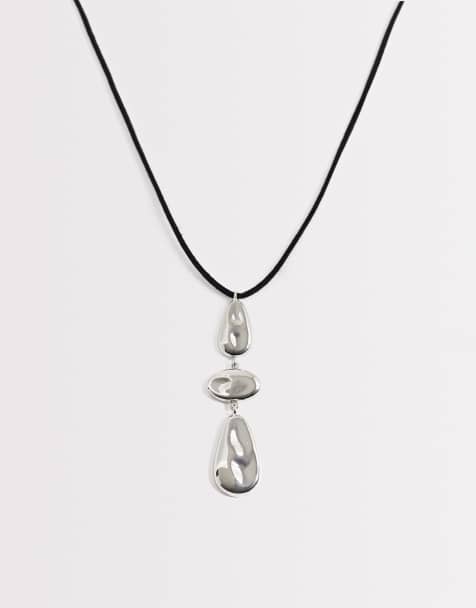 DesignB London - Collana in corda con pendente argentato - view 1