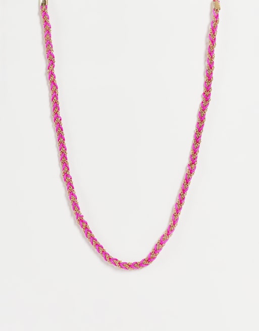 DesignB London - Collana in corda intrecciata rosa