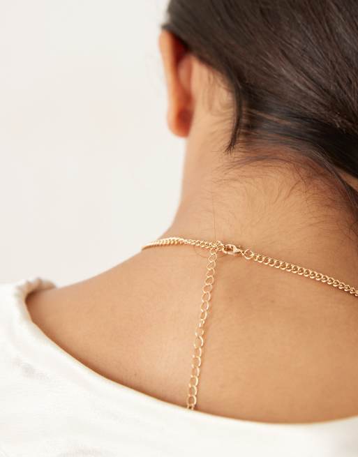 DesignB London - Collana lariat bohémien color oro martellata, 2 di 3
