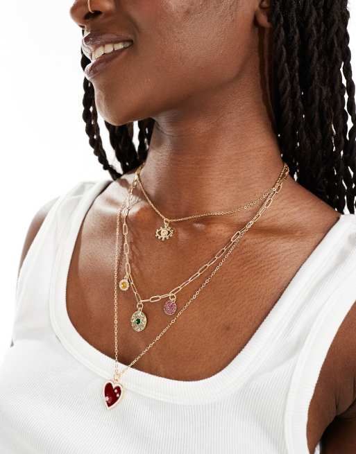 DesignB London - Collana multifilo oro con charm multipli