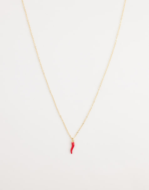 DesignB London - Collana tonalità oro con ciondolo a forma di peperoncino - view 1