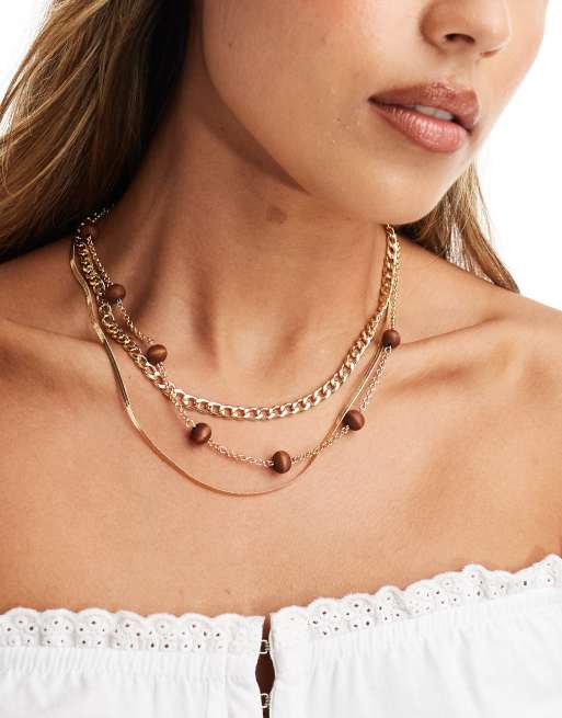 DesignB London - Collane a catenina color oro con pietre sintetiche 