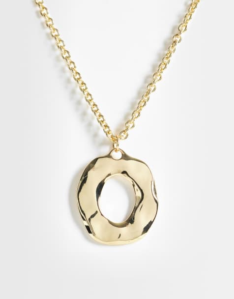 DesignB London collar con colgante de aro grueso fundido en dorado - view 1
