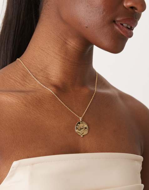 DesignB London - Collier à large pendentif disque martelé - Doré - view 1