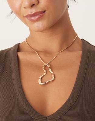 DesignB London - Collier à pendentif irrégulier effet fondu - Doré