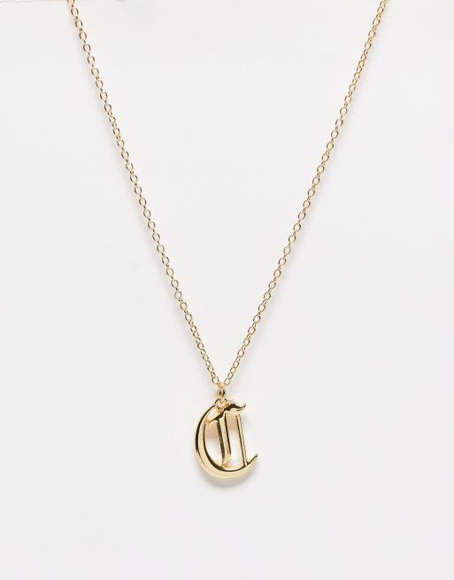 DesignB London - Collier avec initiale C rétro - Doré