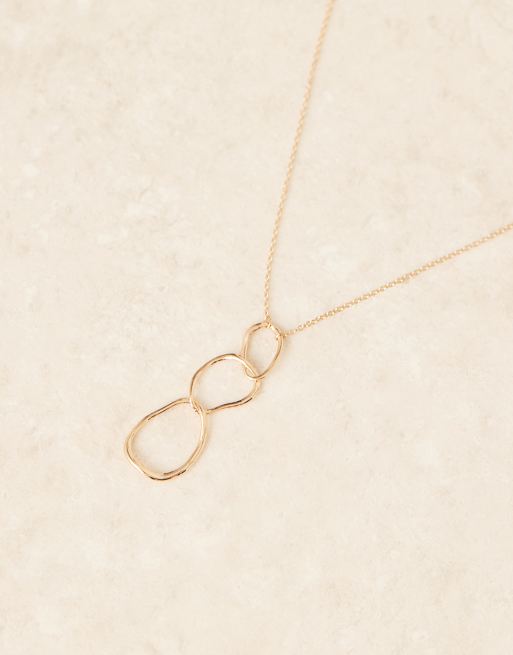 DesignB London - Collier avec pendentif à trois maillons effet fondu - Doré, 2 de 3
