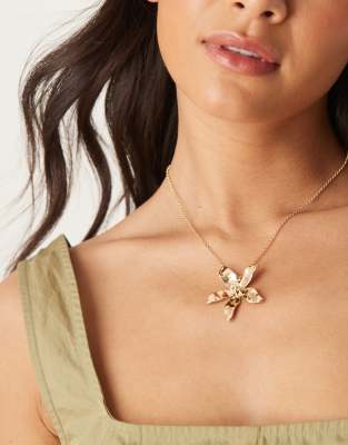 DesignB London - Collier avec pendentif fleur - Doré