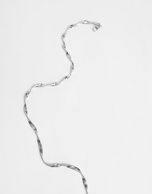 DesignB London - Collier chaîne en maille serpentine - Argenté , 3 de 4