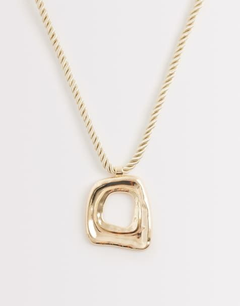 DesignB London - Collier chaîne façon corde à pendentif oversize - Doré - view 1