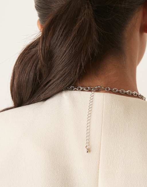 DesignB London - Collier chaîne lasso à barre en T - Argenté, 3 de 3