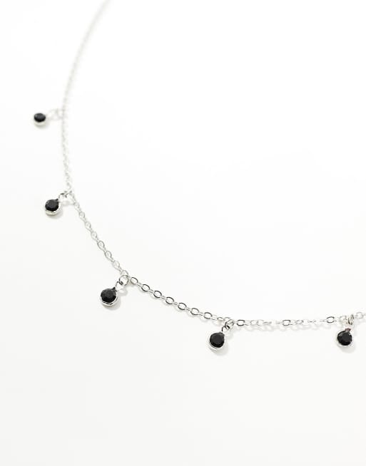 DesignB London - Collier court avec pendentifs noirs - Argenté, 2 de 4