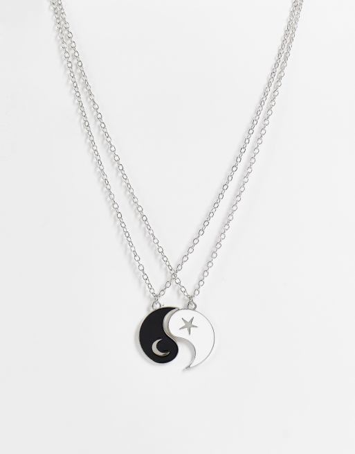 DesignB London - Collier de l'amitié avec pendentif yin et yang - Argenté