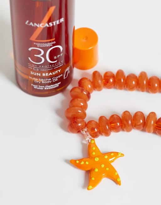 DesignB London - Collier de perles avec breloque étoile de mer - Orange, 2 de 4