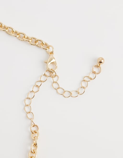 DesignB London - Collier de perles avec pendentif étoile de mer - Rouge corail et doré, 3 de 4