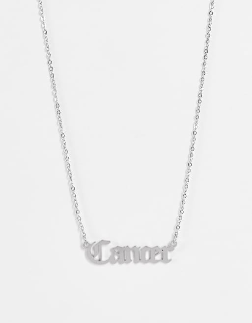 DesignB London - Collier en acier inoxydable à inscription Cancer (signe du zodiaque Cancer) - Argenté 