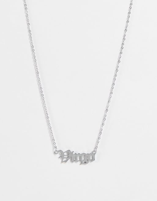 DesignB London - Collier en acier inoxydable à inscription Virgo (signe du zodiaque de la Vierge) - Argenté