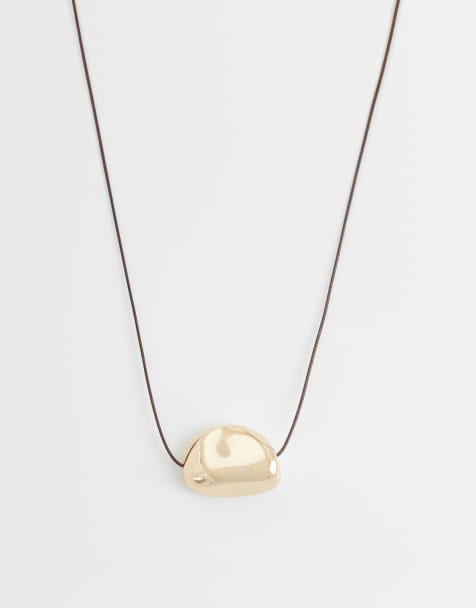 DesignB London - Collier en corde avec pendentif fondu - Doré - view 1
