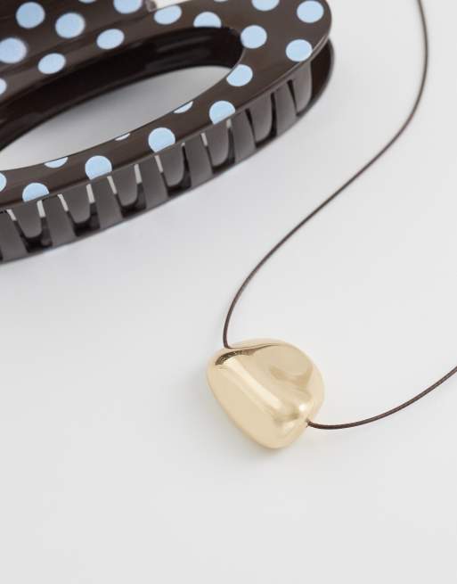 DesignB London - Collier en corde avec pendentif fondu - Doré, 2 de 4