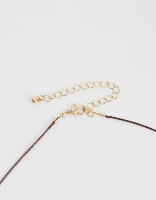 DesignB London - Collier en corde avec pendentif fondu - Doré, 4 de 4