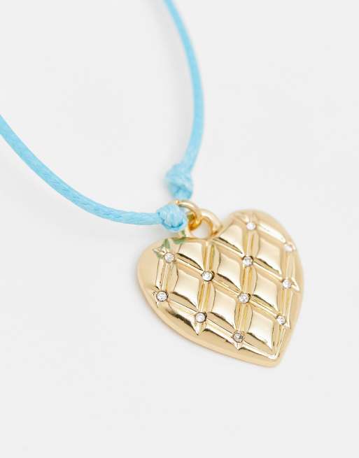 DesignB London - Collier en cordelette avec pendentif cœur martelé - Doré , 2 de 4