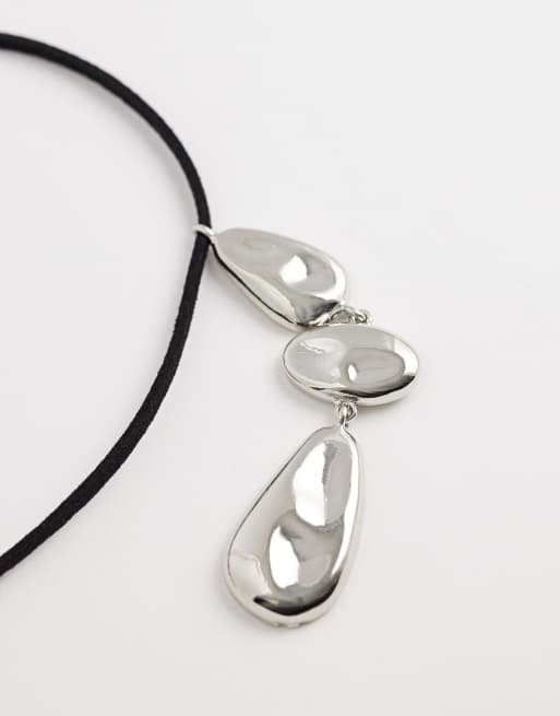 DesignB London - Collier en cordon avec pendentif - Argenté, 4 de 4