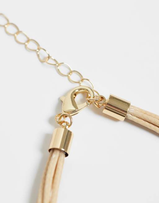 DesignB London - Collier multi-rangs avec pendentif bouclier - Doré, 3 de 4