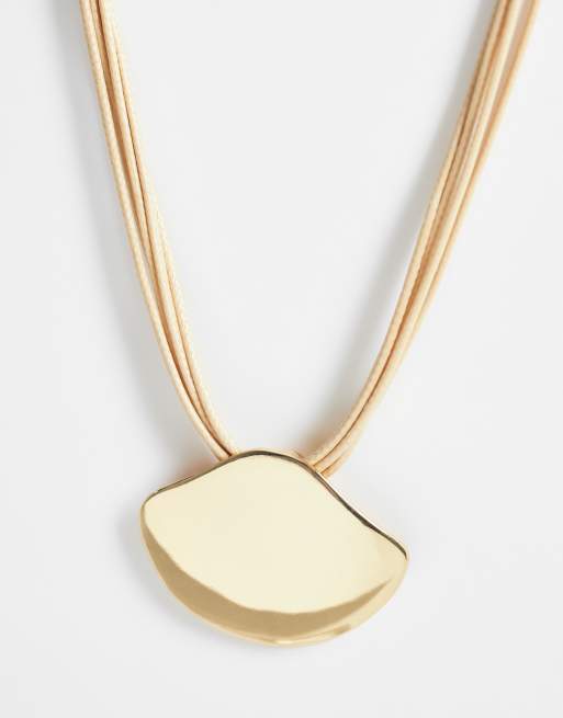 DesignB London - Collier multi-rangs avec pendentif bouclier - Doré, 4 de 4