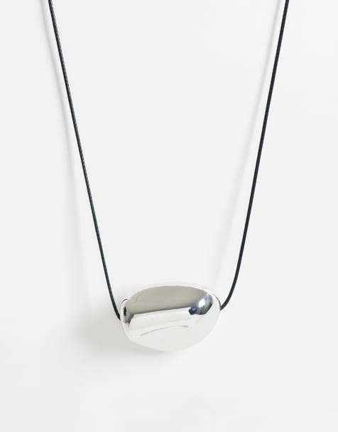 DesignB London - Collier ras de cou à cordon avec pendentif effet fondu - Argenté - view 1