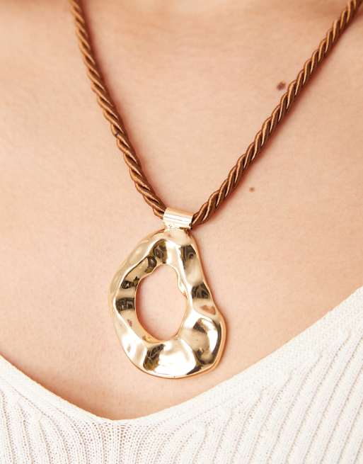 DesignB London - Collier style corde à pendentif effet fondu - Doré , 3 de 3