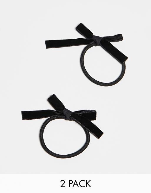 DesignB London - Confezione da 2 fermagli per capelli piccoli neri in velluto con fiocchi  