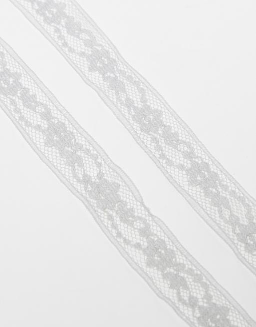 DesignB London - Confezione da 2 fiocchetti per capelli in pizzo azzurro pallido  , 2 di 4