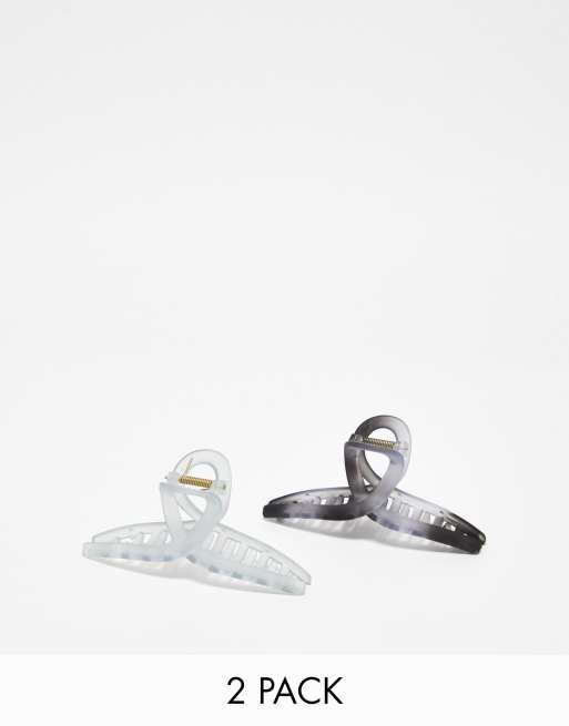 DesignB London - Confezione da 2 pinze per capelli trasparenti nera e grigia  