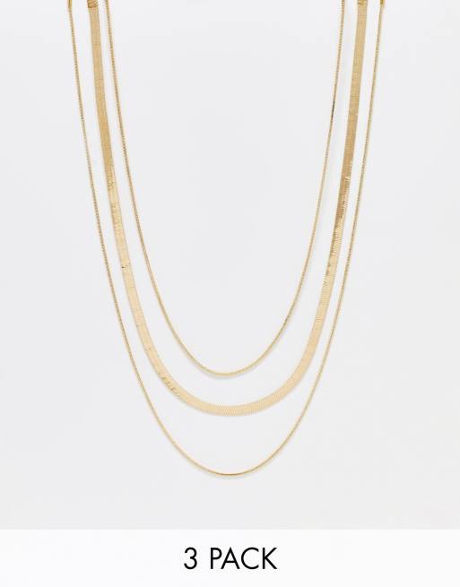 DesignB London - Confezione da 3 collane color oro