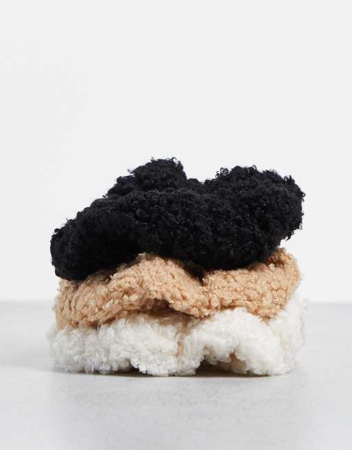 DesignB London - Confezione da 3 elastici per capelli multicolore effetto peluche