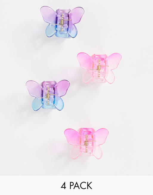 DesignB London - Confezione da 4 fermagli a farfalla per capelli
