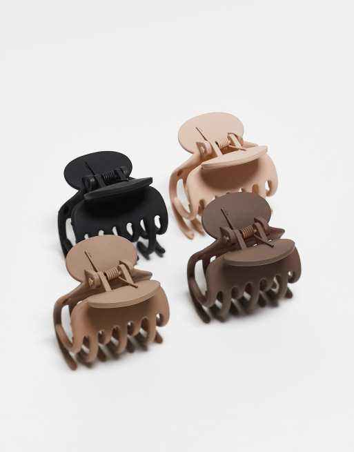 DesignB London - Confezione da 4 fermagli per capelli in tonalità neutre