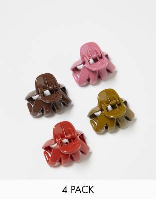 DesignB London - Confezione da 4 fermagli per capelli piccoli multicolore 