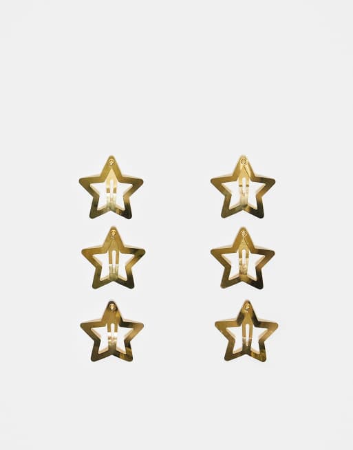 DesignB London - Confezione da 6 clip per capelli color oro a forma di stella