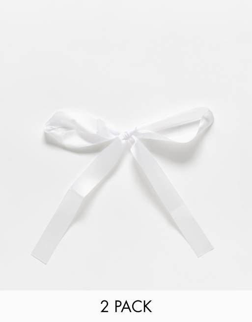 DesignB London - Confezione da due nastri per i capelli, colore bianco  
