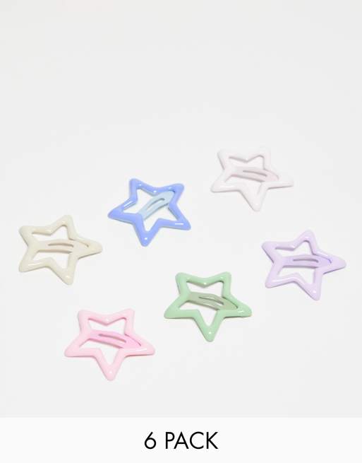 DesignB London - Confezione multipack di mollette per capelli in colori pastello a forma di stella