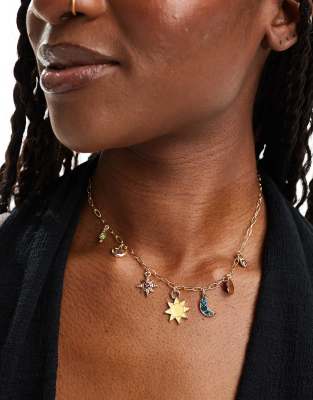 DesignB London - Constellation - Collana color oro con charm multipli