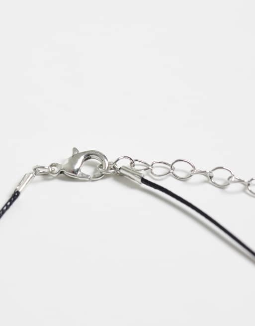 DesignB London cord necklace with molten pendant in silver, 3 of 4