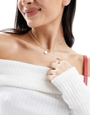 DesignB London DesignB London cord necklace with pearl pendant in white