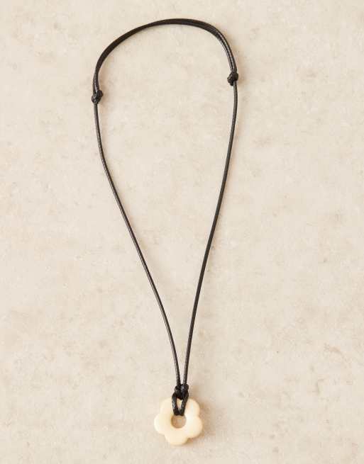 DesignB London cord necklace with resin pendant in cream, 2 of 3
