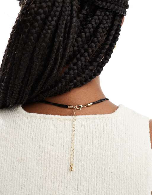 DesignB London cord necklace with swirl pendant in gold, 3 of 4